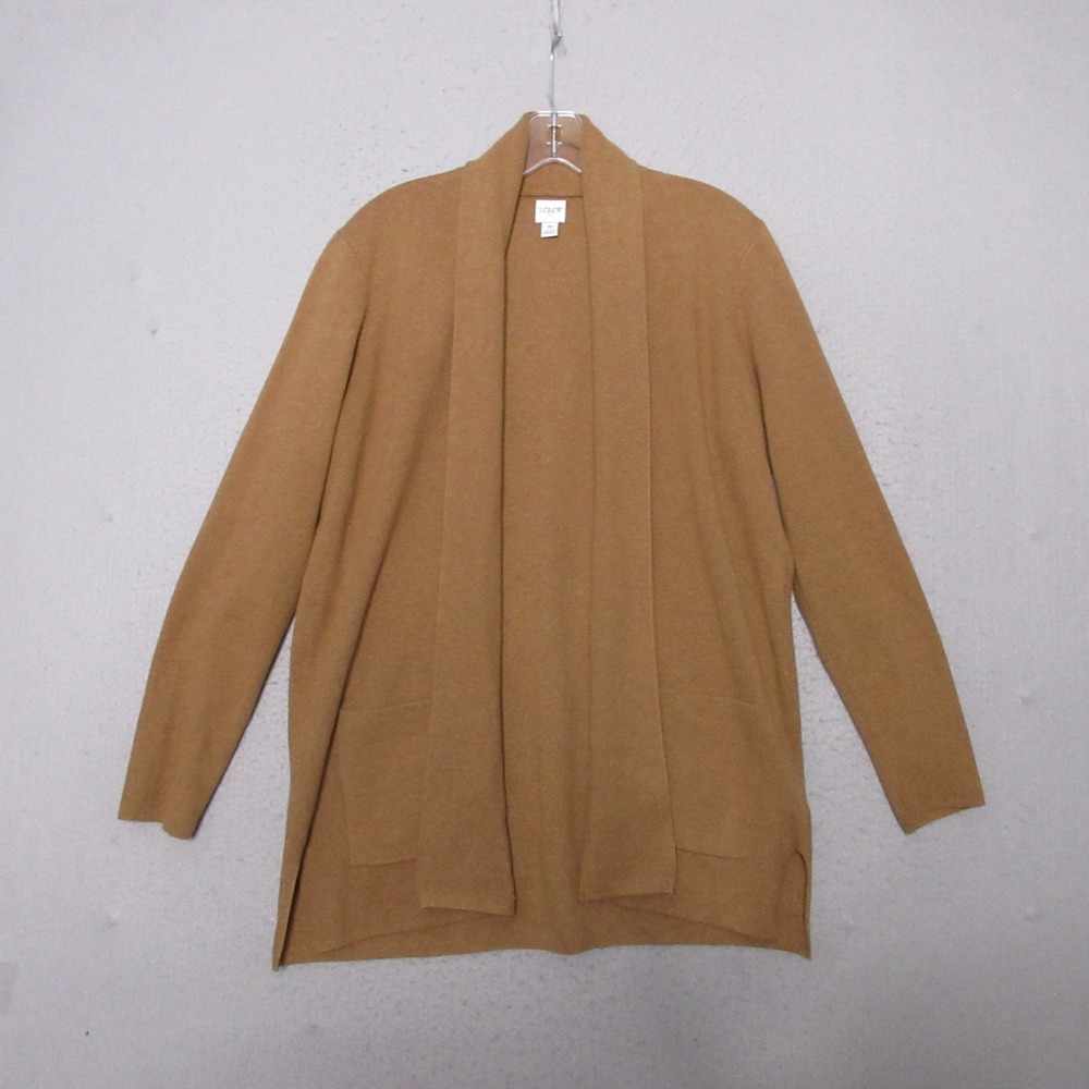 J Crew Sweater Blazer Cardigan M Camel Color Shawl Collar Layer Sweater Pocket